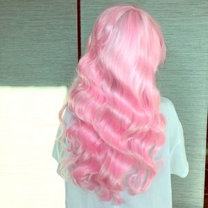 Wig wavy synthetic pink 22” long
